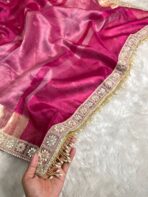 Svarna (Banarasi tissue silk) - Hot pink - Image 4