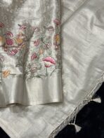 Ambika (Embroidered Banarasi silk) -  Silver - Image 4