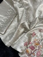 Ambika (Embroidered Banarasi silk) -  Silver - Image 5