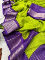 Bhumi (Semi Mysore crepe) - Parrot green - Image 2