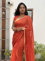 Dilruba (Viscose georgette) - Burnt Orange