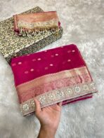 Svarna (Banarasi tissue silk) - Hot pink - Image 2
