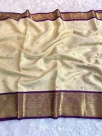 Sukhi (saree) - Ivory & Purple - Image 4