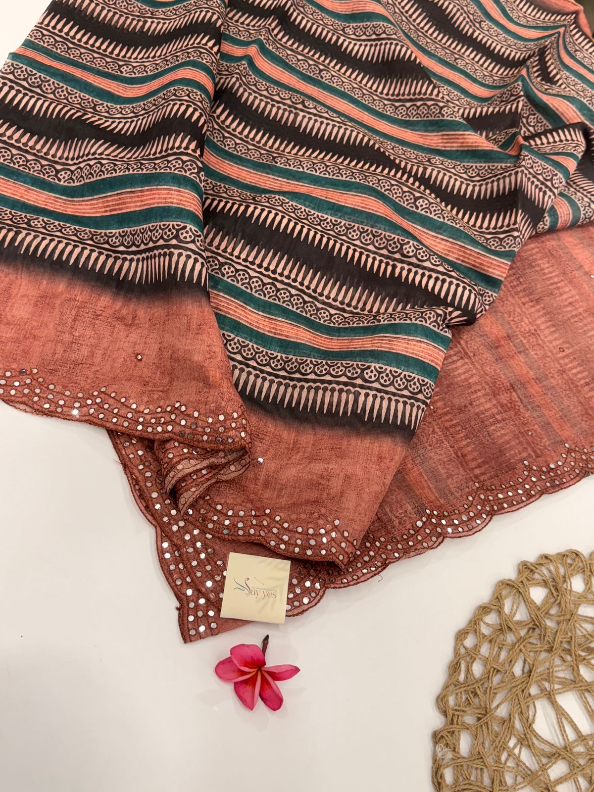 7c766df3-da61-4eee-a54b-1dc34b8613eb Athmika (Tussar by cotton) - Earthy Orange - Image 1