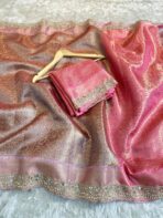 Sukhi (saree) - Peach & Mauve - Image 4