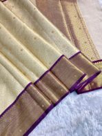 Sukhi (saree) - Ivory & Purple - Image 2