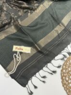 Ezhilmathi (Tussar silk) - Muted grey - Image 3