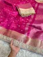 Svarna (Banarasi tissue silk) - Hot pink - Image 3