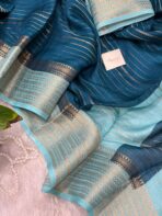 Bhumi (Semi Mysore crepe) - Teal blue - Image 3