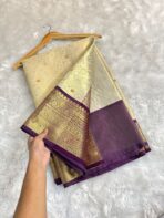 Sukhi (saree) - Ivory & Purple - Image 5