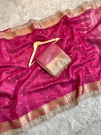 Svarna (Banarasi tissue silk) - Hot pink - Image 6