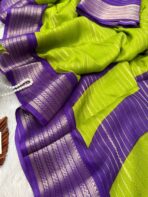 Bhumi (Semi Mysore crepe) - Parrot green - Image 3